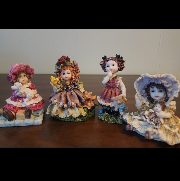 Set of Hand Painted Vintage Victorian Style Small Child Figurines.  4" Tall - Picture 2 of 12